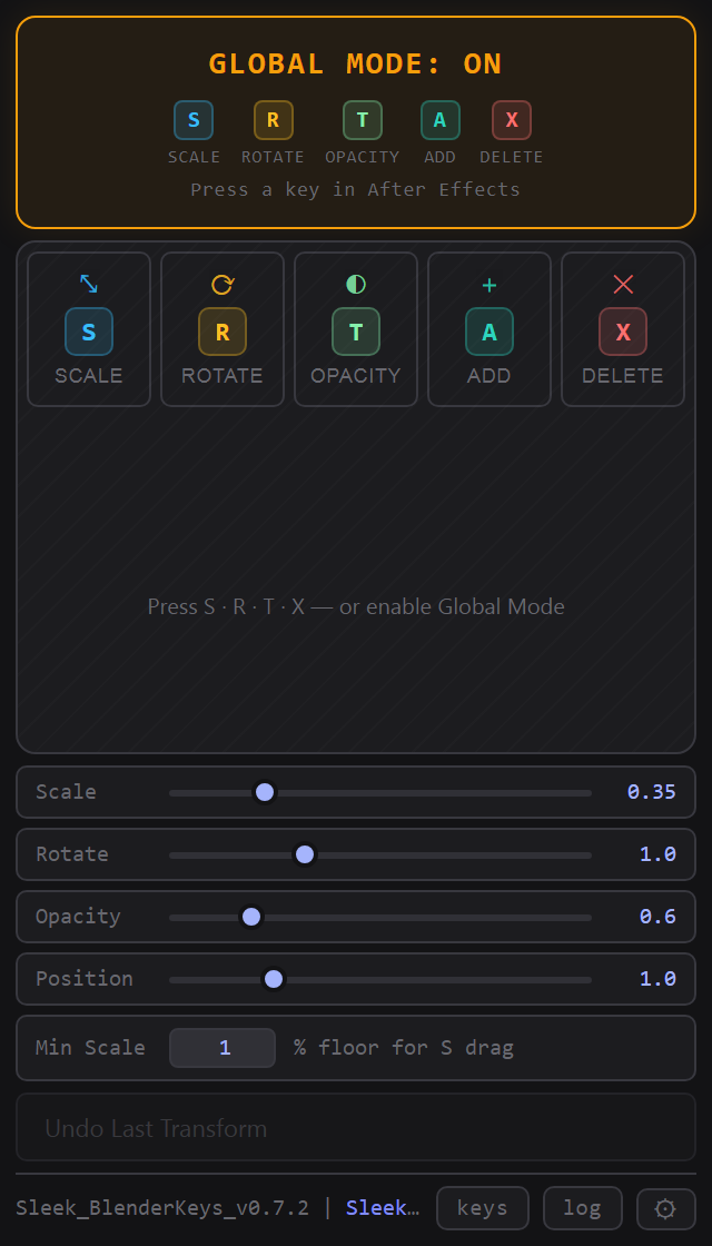 Sleek BlenderKeys panel
