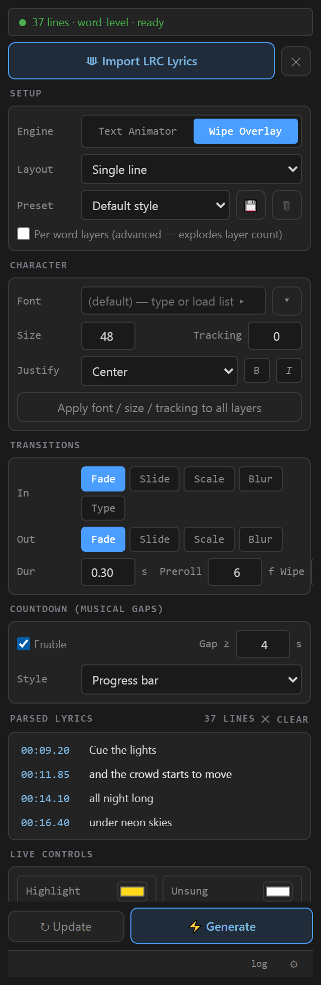 karaokemaker panel