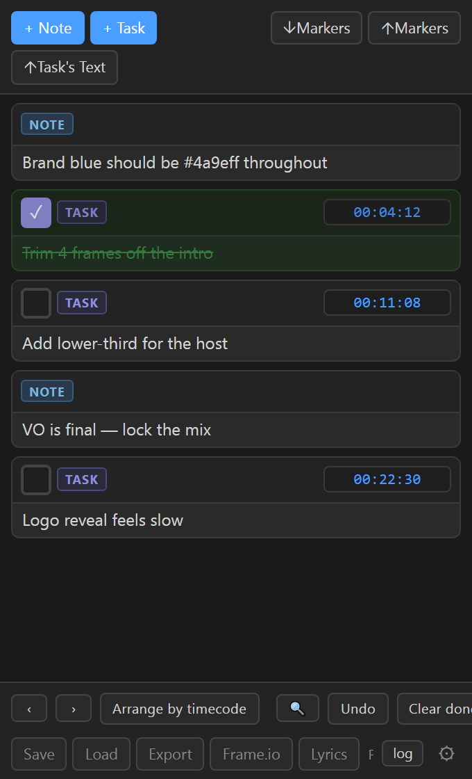 Sleek Notes panel